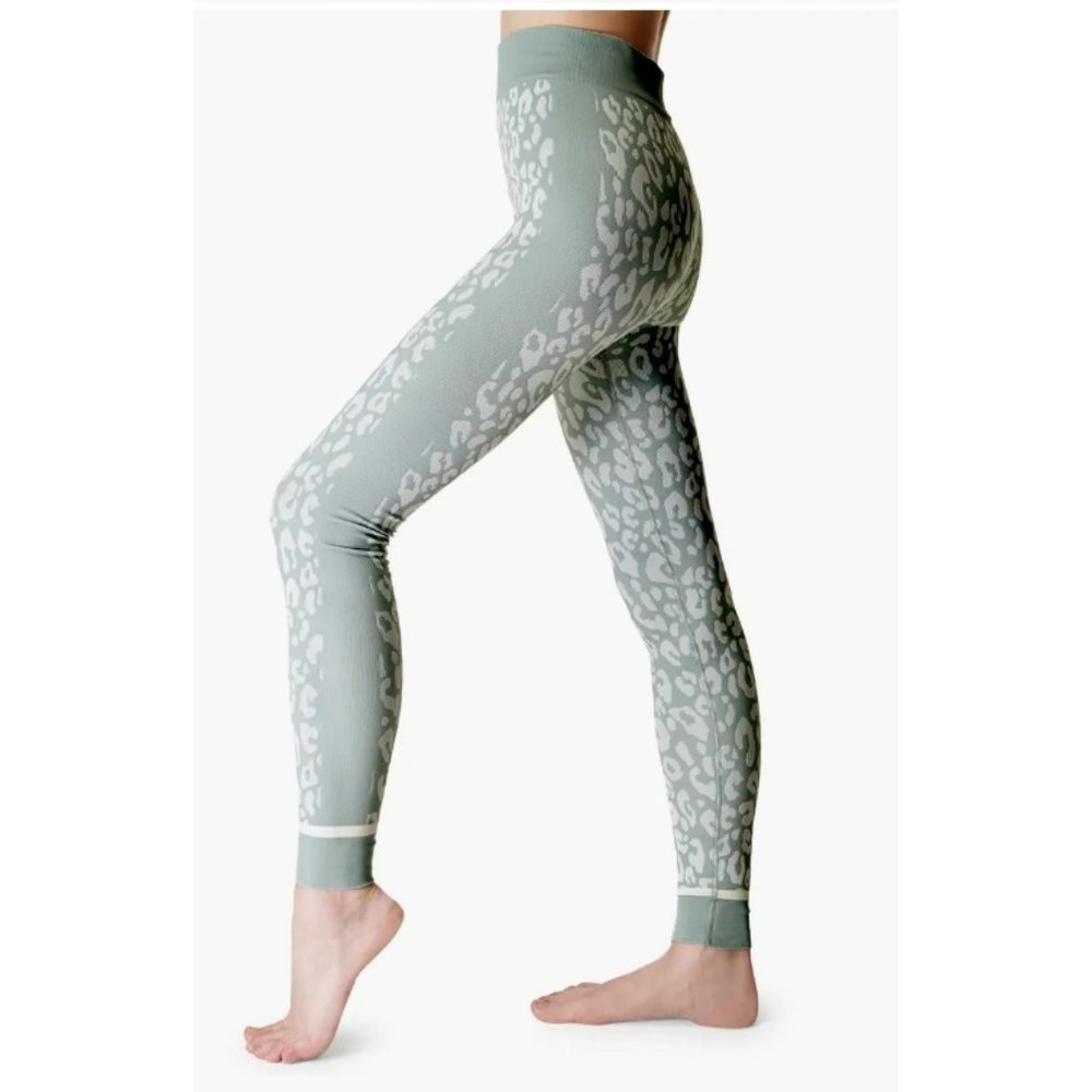 Sweaty Betty Leopard Print Jacquard Base Layer Leggings ( M )